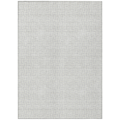 8' X 10' Silver And Gray Geometric Washable Indoor Outdoor Area Rug