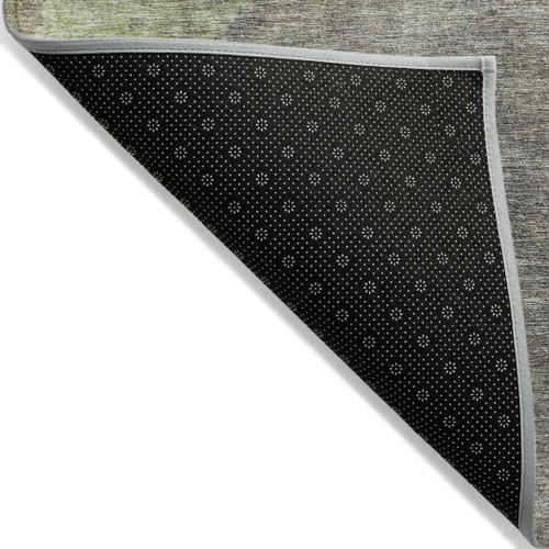 10' X 14' Artichoke Green And Taupe Abstract Washable Indoor Outdoor Area Rug