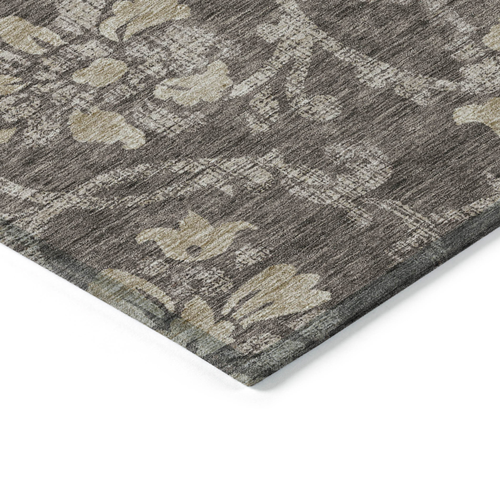 8' X 10' Brown Beige And Taupe Floral Washable Indoor Outdoor Area Rug