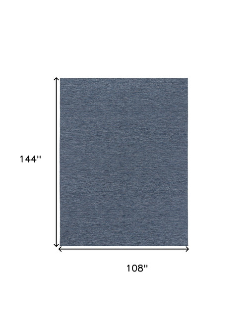 9' X 12' Navy Blue And Ivory Geometric Indoor Outdoor Area Rug