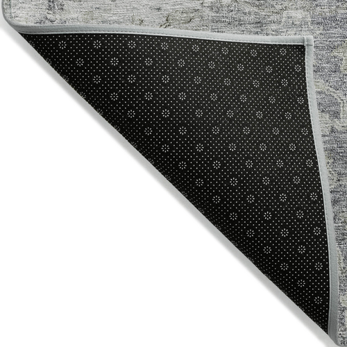 10' X 14' Gray Beige And Charcoal Oriental Washable Indoor Outdoor Area Rug