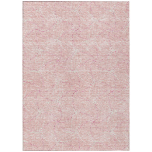 8' X 10' Pink And Ivory Geometric Washable Indoor Outdoor Area Rug - Pink, Ivory