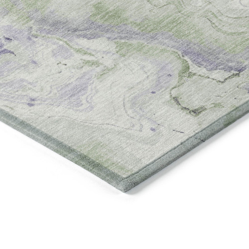 8' Lavender And Mint Green Round Abstract Washable Indoor Outdoor Area Rug