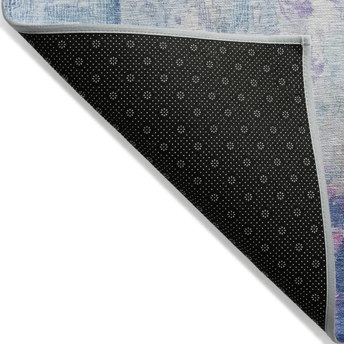 8' X 10' Blue Peach And Sky Blue Abstract Washable Indoor Outdoor Area Rug