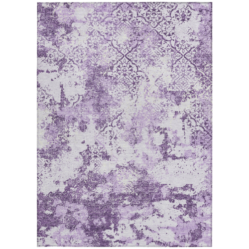 10' X 14' Lavender Purple And Lilac Floral Washable Indoor Outdoor Area Rug
