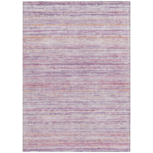 9' X 12' Mauve Striped Washable Indoor Outdoor Area Rug