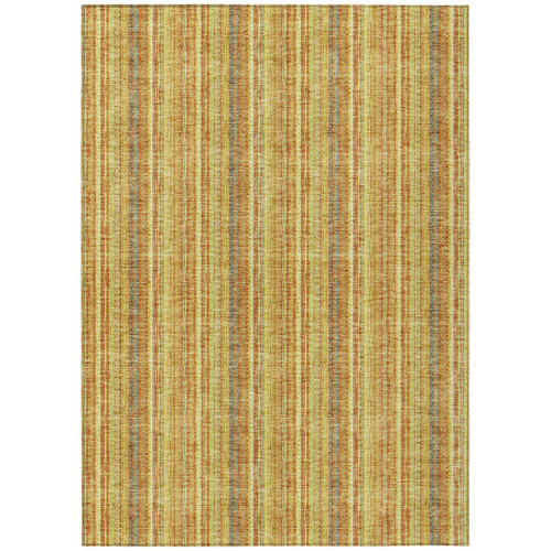 10' X 14' Gold And Copper Striped Washable Indoor Outdoor Area Rug