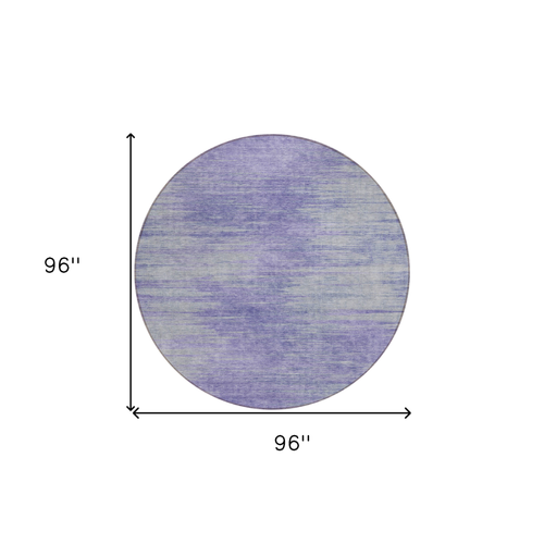8' Plum And Purple Round Abstract Washable Indoor Outdoor Area Rug