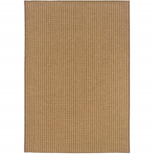 2' X 4' Tan Striped Stain Resistant Indoor Outdoor Area Rug - Tan