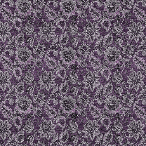 8' X 10' Eggplant Purple And Lilac Floral Washable Indoor Outdoor Area Rug