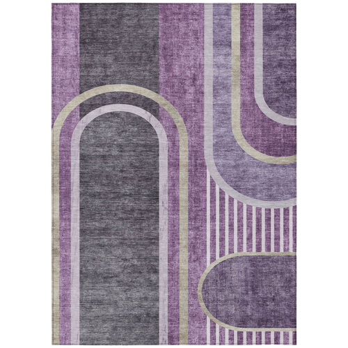 10' X 14' Purple and Black Abstract Washable Indoor Outdoor Area Rug