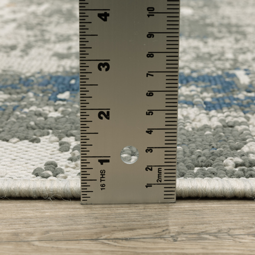 2' X 4' Blue and Beige Abstract Stain Resistant Indoor Outdoor Area Rug