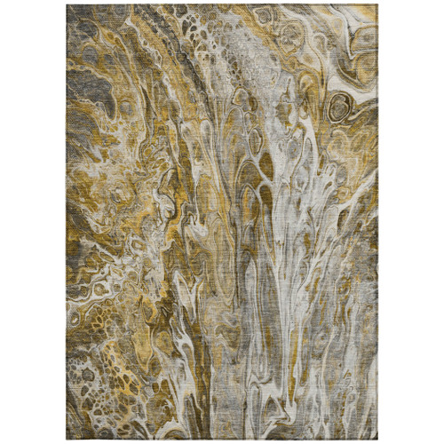 10' X 14' Brown Taupe And Gold Abstract Washable Indoor Outdoor Area Rug
