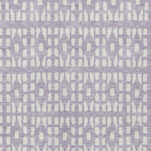 10' X 14' Lavender And Ivory Geometric Washable Indoor Outdoor Area Rug