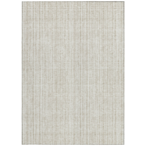 10' X 14' Ivory And Beige Striped Washable Indoor Outdoor Area Rug