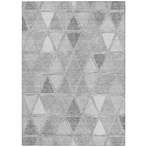 8' X 10' Gray Silver And Ivory Geometric Washable Indoor Outdoor Area Rug