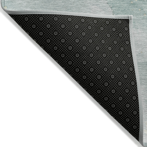 9' X 12' Teal Blue And Aqua Abstract Washable Indoor Outdoor Area Rug