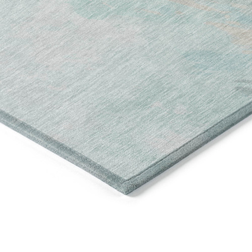 9' X 12' Pale Aqua Beige And Ivory Abstract Washable Indoor Outdoor Area Rug