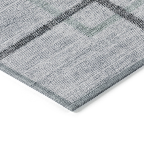 10' X 14' Gray Charcoal And Blue Geometric Washable Indoor Outdoor Area Rug