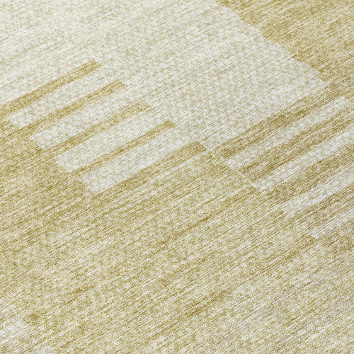 8' Beige And Ivory Round Striped Washable Indoor Outdoor Area Rug