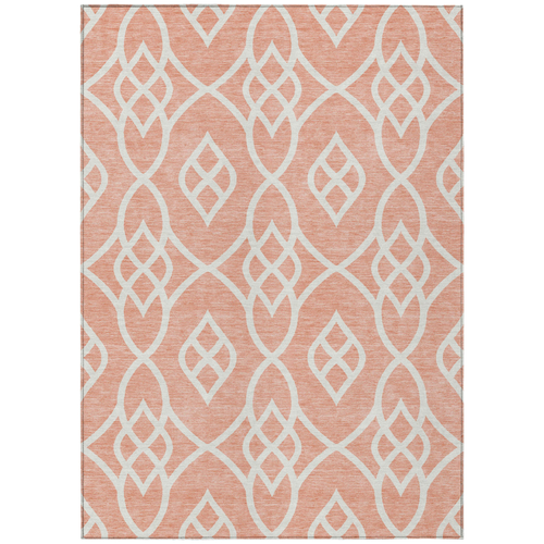 8' X 10' Salmon And Ivory Trellis Washable Indoor Outdoor Area Rug