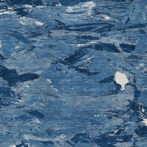 10' X 14' Navy Blue And Blue Abstract Washable Indoor Outdoor Area Rug