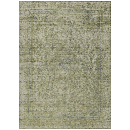 9' X 12' Sage And Beige Abstract Washable Indoor Outdoor Area Rug