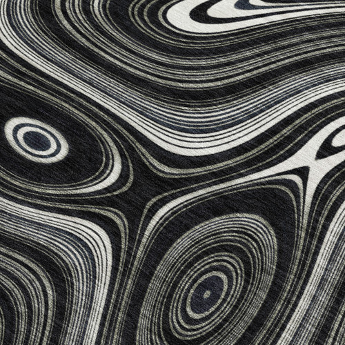 8' X 10' Black And Ivory Geometric Washable Indoor Outdoor Area Rug - Black, Ivory
