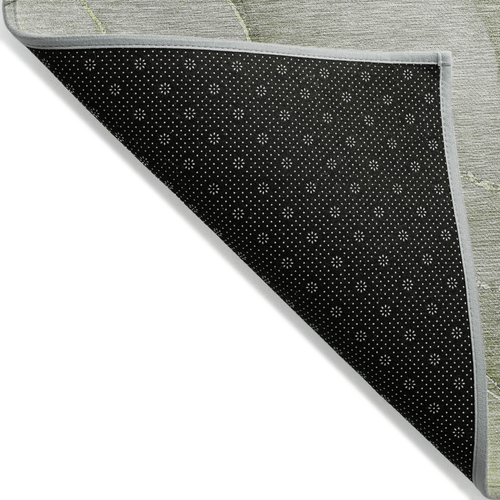 8' Olive Green Round Abstract Washable Indoor Outdoor Area Rug