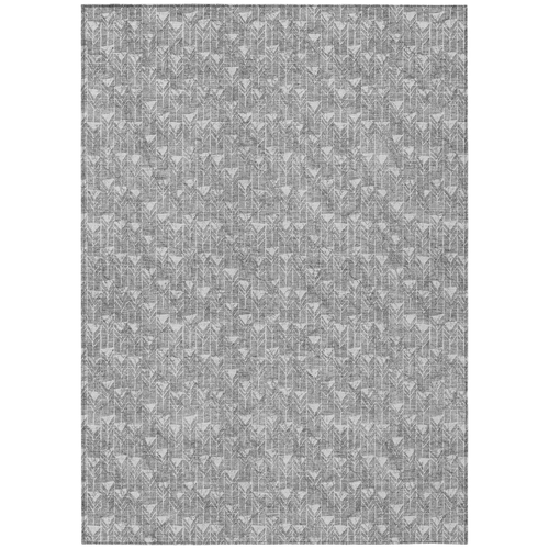 9' X 12' Gray Geometric Washable Non Skid Indoor Outdoor Area Rug