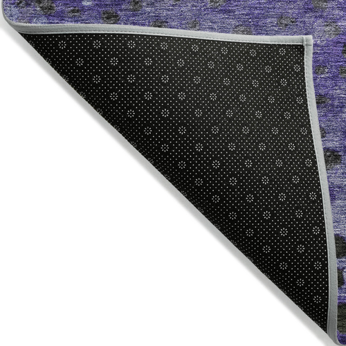 8' X 10' Purple Green And Black Abstract Washable Indoor Outdoor Area Rug