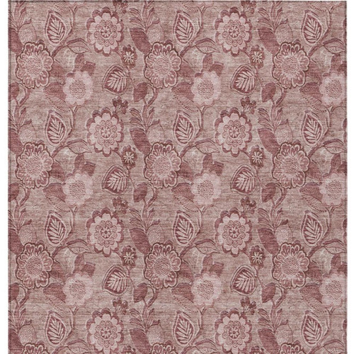 9' X 12' Blush And Pink Floral Washable Indoor Outdoor Area Rug
