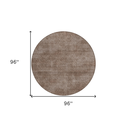 8' Brown Round Washable Indoor Outdoor Area Rug
