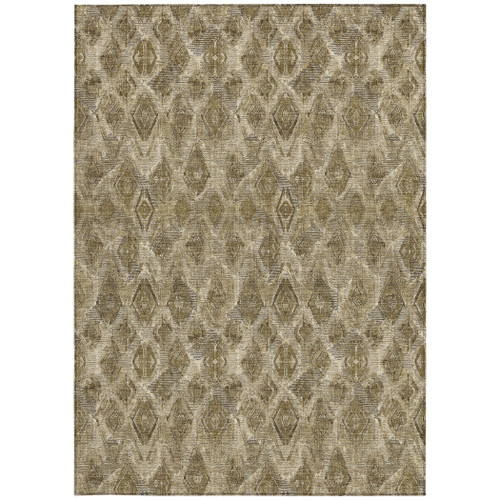 10' X 14' Brown Beige And Tan Geometric Washable Indoor Outdoor Area Rug