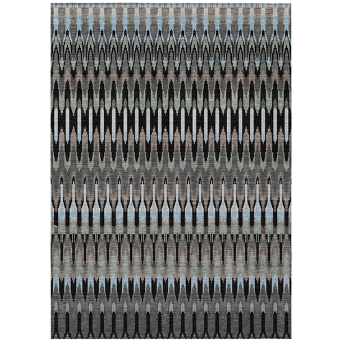 10' X 14' Black Gray And Blue Southwestern Washable Indoor Outdoor Area Rug