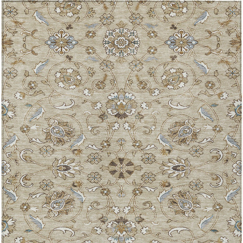 9' X 12' Beige Blue And Brown Moroccan Washable Indoor Outdoor Area Rug