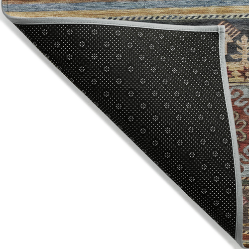 8' X 10' Rust Gray And Gold Tribal Washable Indoor Outdoor Area Rug