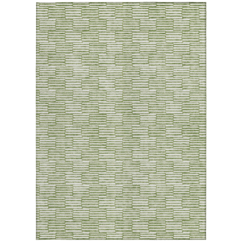 10' X 14' Green And Ivory Geometric Washable Indoor Outdoor Area Rug