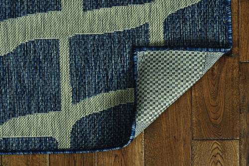 3' X 5' Blue And Gray Abstract Indoor Outdoor Area Rug
