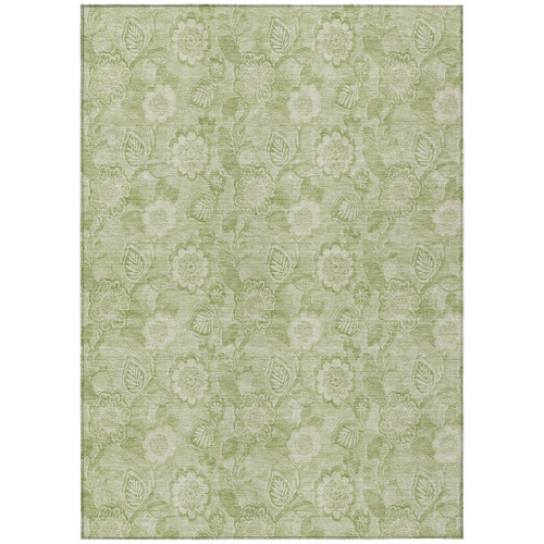 10' X 14' Sage And Mint Green Floral Washable Indoor Outdoor Area Rug - Sage, Mint Green