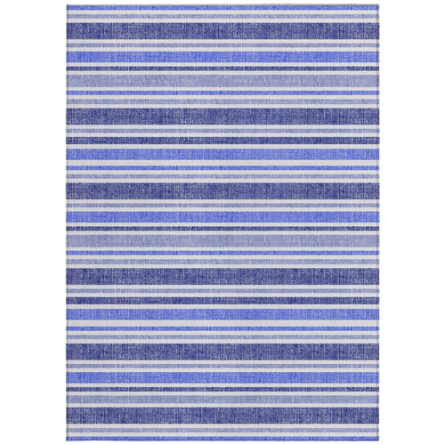 8' X 10' Blue Striped Washable Non Skid Indoor Outdoor Area Rug