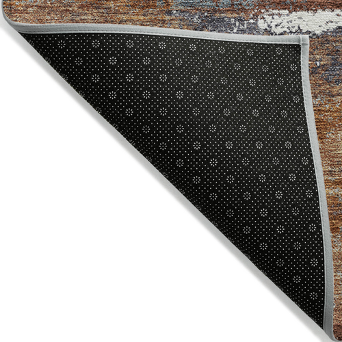 10' X 14' Copper Rust And Ivory Abstract Washable Indoor Outdoor Area Rug
