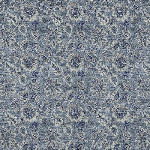 10' X 14' Denim Blue And Navy Blue Floral Washable Indoor Outdoor Area Rug