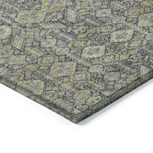 9' X 12' Blue and Green Floral Washable Non Skid Indoor Outdoor Area Rug
