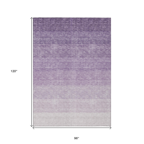 8' X 10' Purple And Lavender Ombre Washable Indoor Outdoor Area Rug