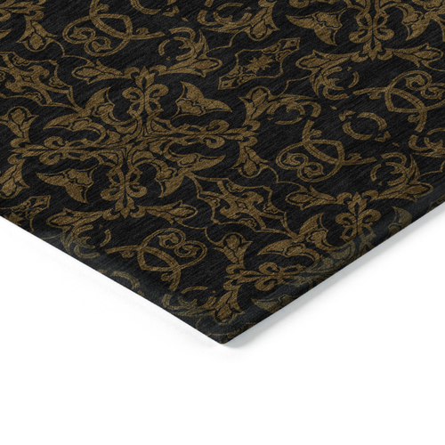 8' X 10' Brown And Black Medallion Washable Indoor Outdoor Area Rug