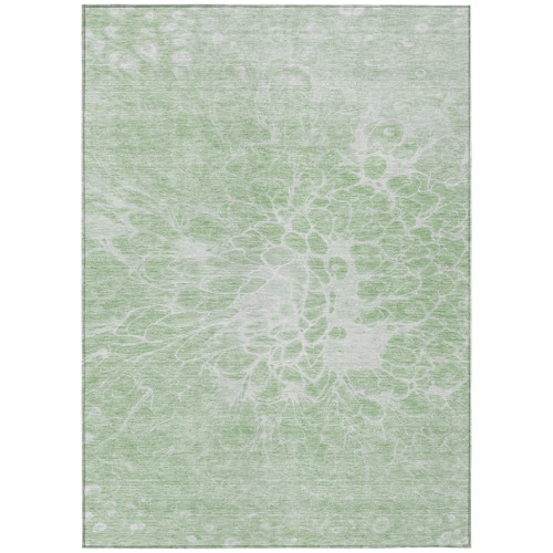 8' X 10' Mint Green And Ivory Abstract Washable Indoor Outdoor Area Rug