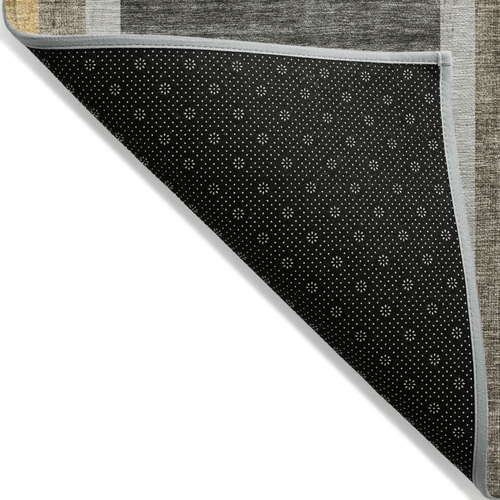 10' X 14' Gray Green and Gold Abstract Washable Non Skid Indoor Outdoor Area Rug