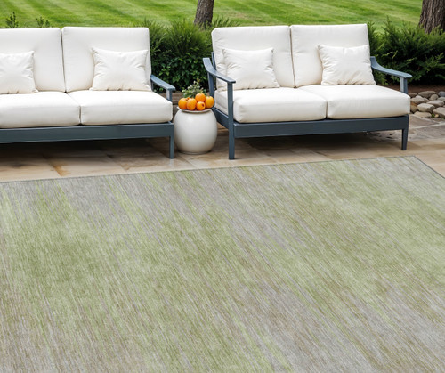 10' X 14' Sage And Artichoke Green Abstract Washable Indoor Outdoor Area Rug - Sage, Artichoke Green