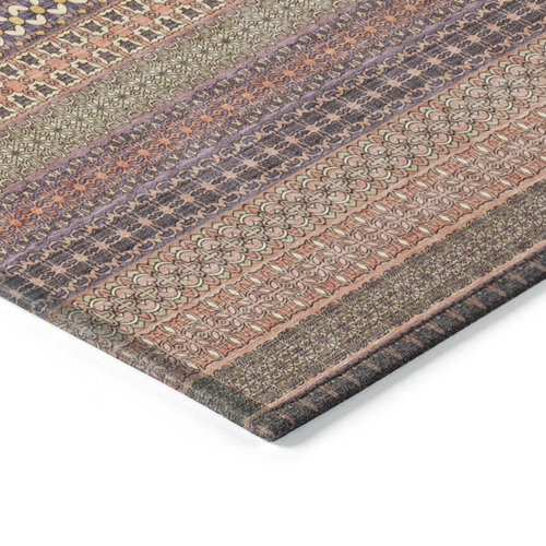 8' X 10' Orange Striped Washable Non Skid Indoor Outdoor Area Rug